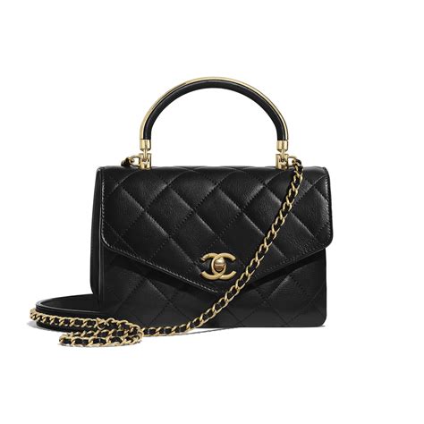 chanel flap bag with top handle - black